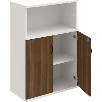 Policová skříň SZ 3 80 02 – Skříň policová dvéřová 115,2 × 80 cm - Ořech , Bílá , UCO – černá