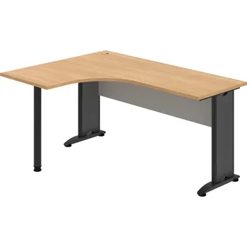 Psací stůl CE 60 P – Stůl ergo pravý 160 × 120 cm - Dub , Šedá , Černý kov