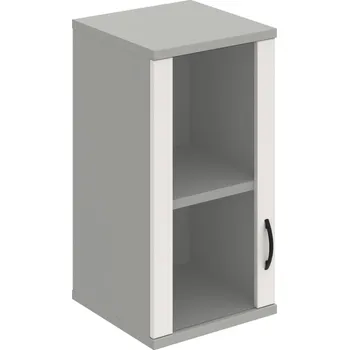 Policová skříň S 2 40 02 L H – Skříň policová dvéřová 76,8 × 40 cm - Bílá , Šedá , UCO – černá