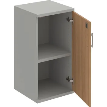 Policová skříň SZ 2 40 01 P – Skříň policová dvéřová 76,8 × 40 cm - Višeň , Šedá , USH – hranatá