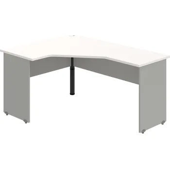 Psací stůl GEV 60 P – Stůl ergo pravý 160 × 120 cm - Bílá , Šedá , Černý kov