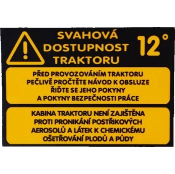 Tažné zařízení Štítek - svahová dostupnost 12° P F 15802022