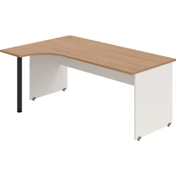 Psací stůl GE 1800 P – Stůl ergo pravý 180 × 120 cm - Višeň , Bílá , Černý kov