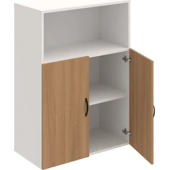 Policová skříň D 3 80 02 – Skříň policová dvéřová 111 × 80 cm - Višeň , Bílá , UCO – černá