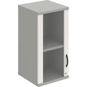 Policová skříň SZ 2 40 02 L H – Skříň policová dvéřová 76,8 × 40 cm - Bílá , Šedá , UCO – černá