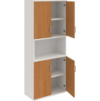 Policová skříň SZ 5 80 05 – Skříň policová dvéřová 192 × 80 cm - Olše , Bílá , USH – hranatá