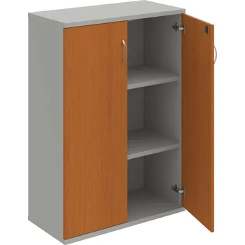 Policová skříň SZ 3 80 01 – Skříň policová dvéřová 115,2 × 80 cm - Třešeň , Šedá , USN – Hobis