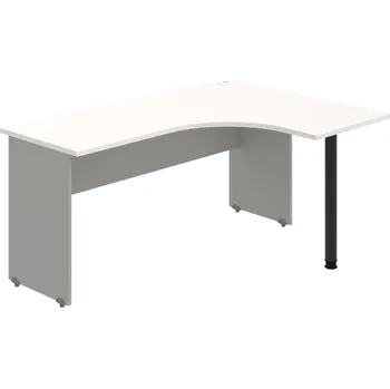 Psací stůl GE 60 L – Stůl ergo levý 160 × 120 cm - Bílá , Šedá , Černý kov