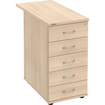 Zásuvkový kontejner K 35 C P 80 – Kontejner, 5 zásuvek, cent. zamykání, léta podél, hl. 80 cm - Akát , Akát , USN – Hobis