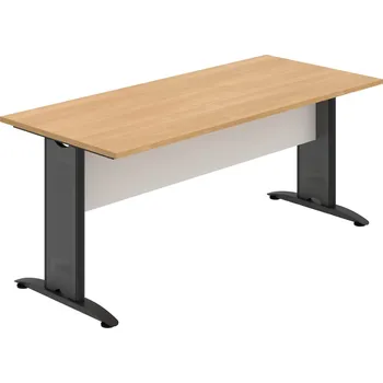 Jednací stůl CJ 1800 – Stůl jednací rovný 180 cm - Dub , Bílá , Černý kov