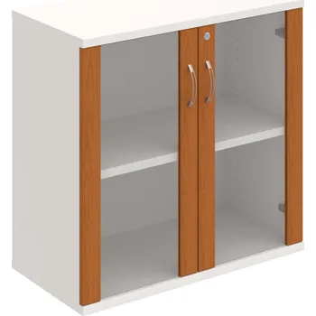 Policová skříň SZ 2 80 02 – Skříň policová dvéřová 76,8 × 80 cm - Třešeň , Bílá , USN – Hobis