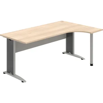 Psací stůl CE 1800 L – Stůl ergo levý 180 × 120 cm - Akát , Šedá , Šedý kov