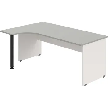 Psací stůl GE 1800 P – Stůl ergo pravý 180 × 120 cm - Šedá , Bílá , Černý kov