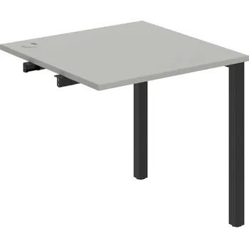 Psací stůl US 800 R – Stůl pracovní délky 80 cm, k řetězení - Šedá , Černý kov