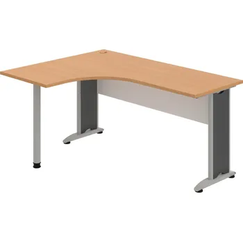 Psací stůl CE 60 P – Stůl ergo pravý 160 × 120 cm - Buk , Bílá , Šedý kov