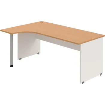 Psací stůl GE 1800 P – Stůl ergo pravý 180 × 120 cm - Buk , Bílá , Šedý kov
