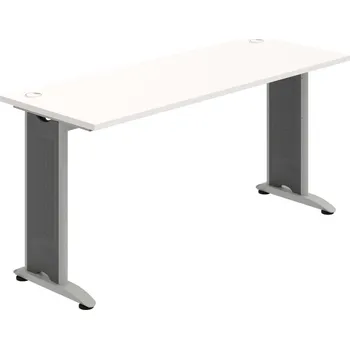 Psací stůl FE 1600 – Stůl pracovní rovný 160 cm, hl. 60 cm - Bílá , Šedý kov