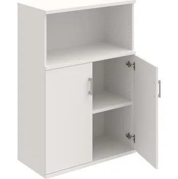 Policová skříň S 3 80 02 – Skříň policová dvéřová 115,2 × 80 cm - Bílá , Bílá , USH – hranatá