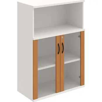 Policová skříň SZ 3 80 05 – Skříň policová dvéřová 115,2 × 80 cm - Olše , Bílá , UCO – černá