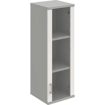 Policová skříň S 3 40 02 P H – Skříň policová dvéřová 115,2 × 40 cm - Bílá , Šedá , USH – hranatá