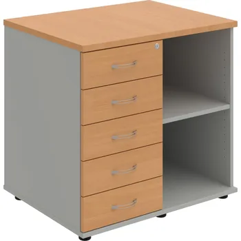 SPKZ 3 80 60 L P – Skříňka ke stolu, levá, s centrálním zamykáním - Buk , Šedá , USN – Hobis