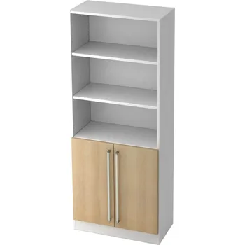 Jednací stůl Kancelářský regál, na složky/pořadače, podstavec, 800 x 420 x 2004 mm, bílý/dub