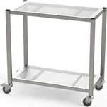 Nerez přepravní vozík do čistých prostor, 2 úrovně, s perforovanými policemi, 800 x 600 x 1000 mm