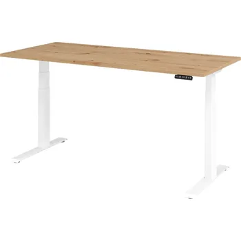 Jednací stůl Výškově nastavitelný stůl, elektrický, paměťový spínač, C-noha, 1800 x 800 mm, dub/bílý