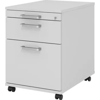 Jednací stůl Kontejner na kolečkách s pořadačem, zásuvky 1/3/6, chrom madlo, 428x580x590 mm, šedý