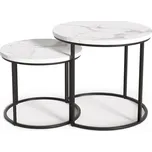 SADA 2x Konferenční stolek OREO pr. 43/53 cm černá/dekor mramoru