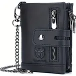 Bullcaptain kožená peněženka s řetízkem Raitis Černá BULLCAPTAIN QB04s2