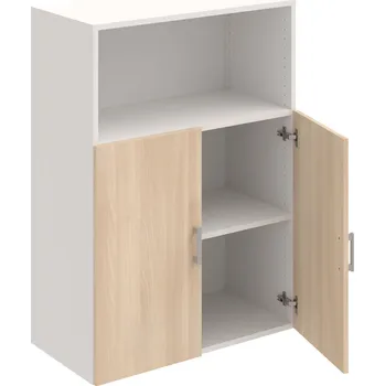 Policová skříň D 3 80 02 – Skříň policová dvéřová 111 × 80 cm - Akát , Bílá , USH – hranatá