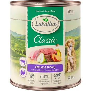 Krmivo pro psa 24x800g Lukullus - Senior telecí a krůtí (bez obilovin)