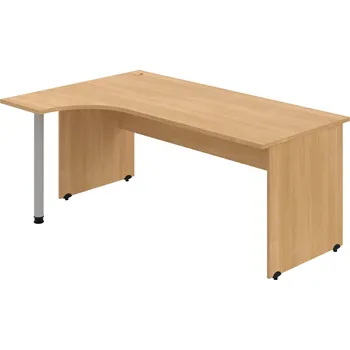 Psací stůl GE 1800 P – Stůl ergo pravý 180 × 120 cm - Dub , Dub , Šedý kov