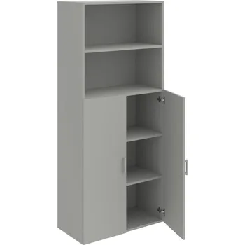 Policová skříň D 5 80 04 – Skříň policová dvéřová 185 × 80 cm - Šedá , Šedá , USH – hranatá