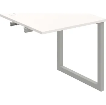 Psací stůl US O 800 R – Stůl pracovní délky 80 cm, k řetězení - Bílá , Šedý kov