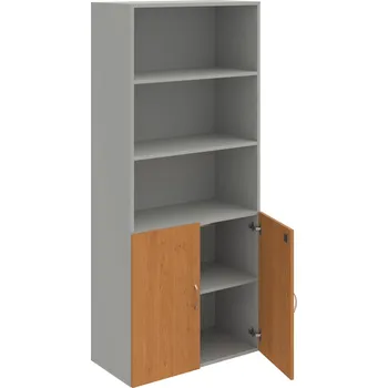 Policová skříň DZ 5 80 03 – Skříň policová dvéřová 185 × 80 cm - Olše , Šedá , USN – Hobis