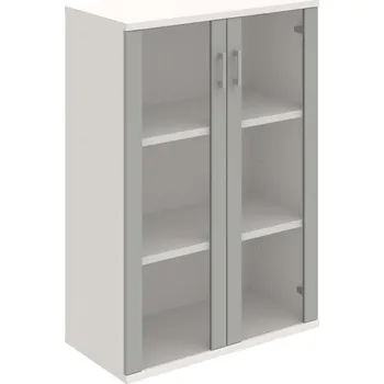 Policová skříň S 3 80 04 – Skříň policová dvéřová 115,2 × 80 cm - Šedá , Bílá , USH – hranatá