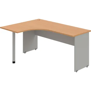 Psací stůl GE 60 P – Stůl ergo pravý 160 × 120 cm - Buk , Šedá , Šedý kov