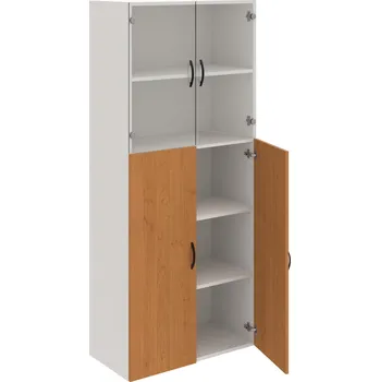 Policová skříň D 5 80 08 – Skříň policová dvéřová 185 × 80 cm - Olše , Bílá , UCO – černá