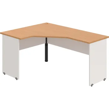 Psací stůl GEV 60 P – Stůl ergo pravý 160 × 120 cm - Buk , Bílá , Černý kov