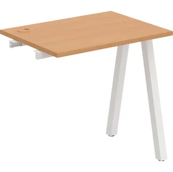 Psací stůl UE A 800 R – Stůl pracovní délky 80 cm, hl. 60 cm, k řetězení - Buk , Bílý kov