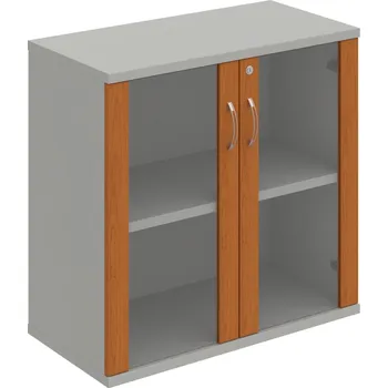 Policová skříň SZ 2 80 02 – Skříň policová dvéřová 76,8 × 80 cm - Třešeň , Šedá , USN – Hobis