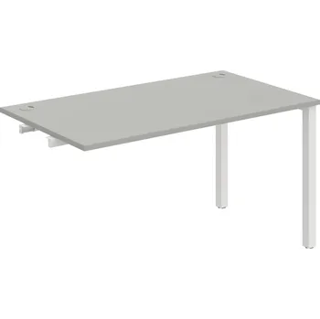 Psací stůl US 1400 R – Stůl pracovní délky 140 cm, k řetězení - Šedá , Bílý kov