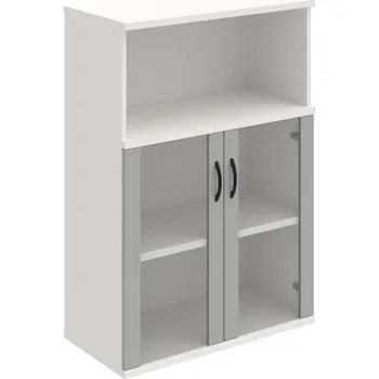 Policová skříň SZ 3 80 05 – Skříň policová dvéřová 115,2 × 80 cm - Šedá , Bílá , UCO – černá