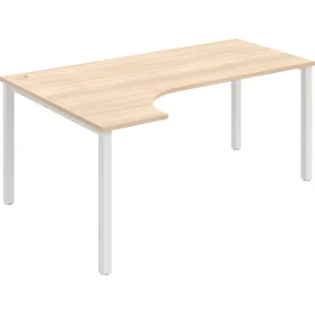 Psací stůl UE 1800 P – Stůl ergo pravý 180 × 120 cm - Akát , Bílý kov