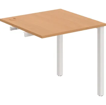 Psací stůl US 800 R – Stůl pracovní délky 80 cm, k řetězení - Buk , Bílý kov