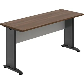 Psací stůl CE 1600 – Stůl pracovní rovný 160 cm, hl. 60 cm - Ořech , Šedá , Černý kov