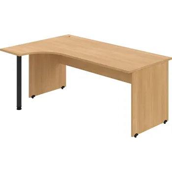 Psací stůl GE 1800 P – Stůl ergo pravý 180 × 120 cm - Dub , Dub , Černý kov