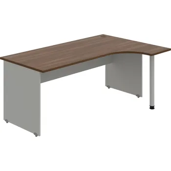 Psací stůl GE 1800 L – Stůl ergo levý 180 × 120 cm - Ořech , Šedá , Šedý kov